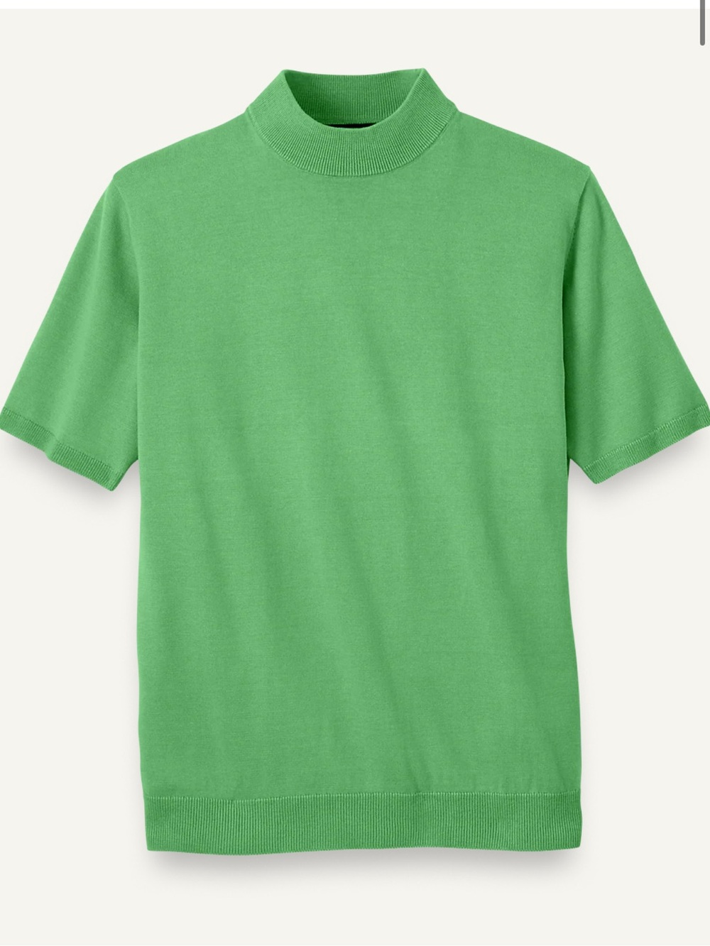 Paul Fredrick Cotton Mock Neck Sweater Green Large